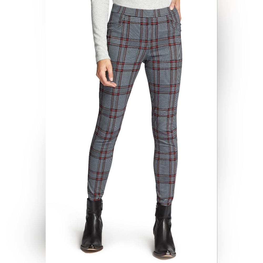 Sanctuary Gray & Red Plaid Jeggings High Waist Form Fitting Office Women Medium